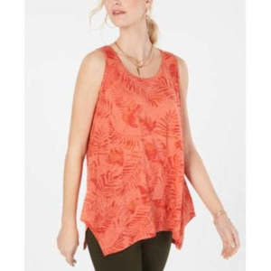 Style & Co Printed Scoop-Neck Swing Top, Size